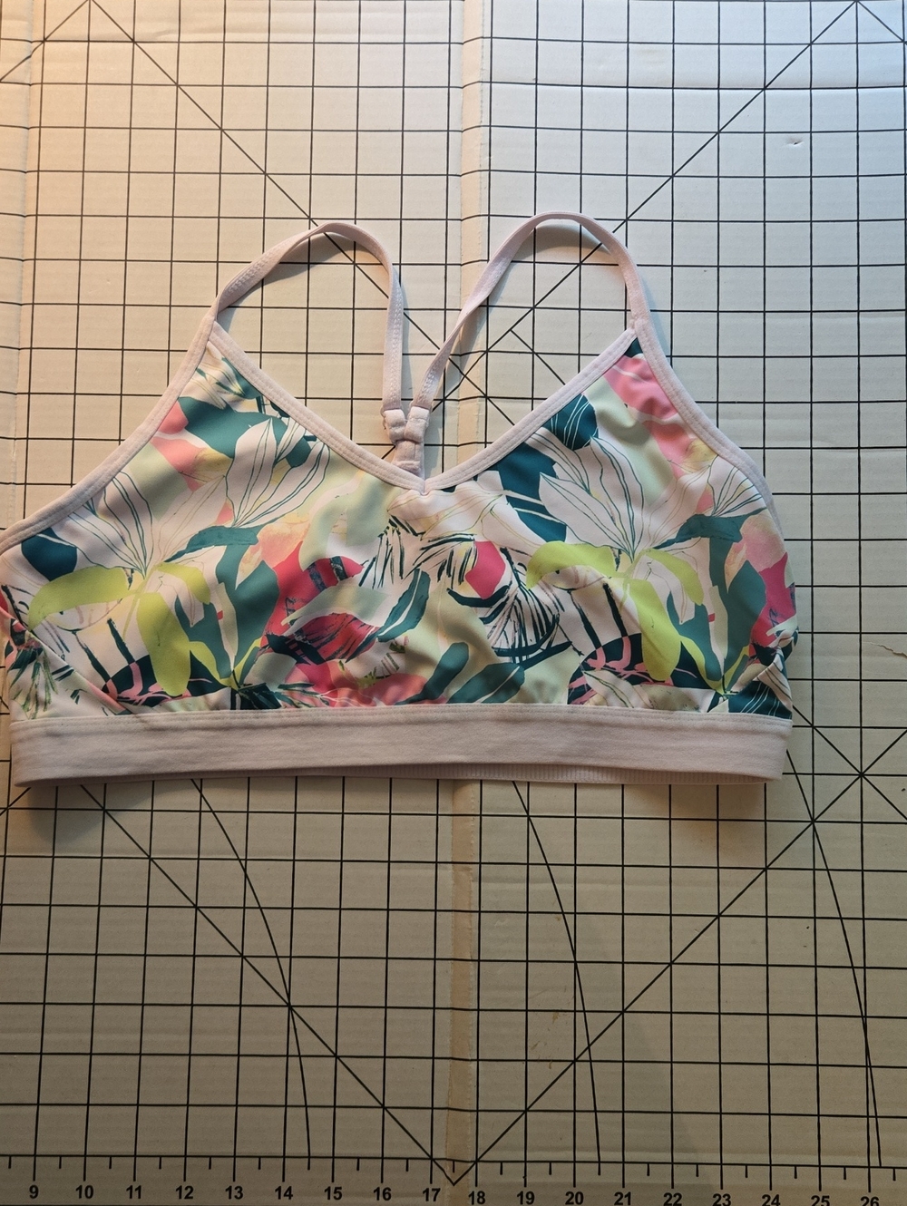 Floral Print Light Pink Bralette Swim Top: Z